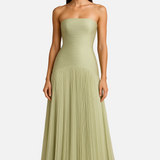 Vestit Maxi d'Convidada de Boda amb Plecs Sense Tirants