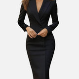 Vestit Blazer Negre Chic – Disseny Minimalista Ajustat per a una Sofisticació Moderna