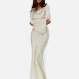 Vestit Maxi Elegant de Manga Llarga per a Convidades de Boda