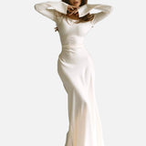 Vestit Maxi Elegant de Manga Llarga per a Convidades de Boda