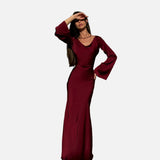 Vestit Maxi Elegant de Manga Llarga per a Convidades de Boda