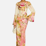 Vestit de Nit amb Mangues de Campana Floral
