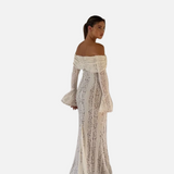 Elegant Maxi Vestit de Renda Off-Shoulder per a Convidades de Boda