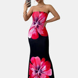 Vestit Maxi Floral Sense Tirants – Vestit de Nit Elegant per a Dones