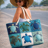 Handmade Beach Bag | Blue Turtle
