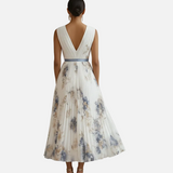Vestit Floral Elegant de Cerimònia en Blau i Blanc