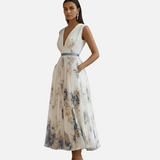 Vestit Floral Elegant de Cerimònia en Blau i Blanc