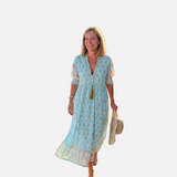 Vestit midi d'estiu per a dona – estil boho de platja amb butxaques