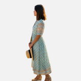 Vestit midi d'estiu per a dona – estil boho de platja amb butxaques