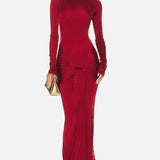 Vestit Maxi Formal de Coll Alt Vermell