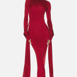 Vestit Maxi Formal de Coll Alt Vermell