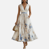 Vestit Floral Elegant de Cerimònia en Blau i Blanc