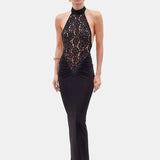Vestit Maxi Halter de Renda – Vestit de Nit Elegant i Esculpit per a Dones