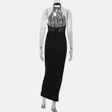 Vestit Maxi Halter de Renda – Vestit de Nit Elegant i Esculpit per a Dones