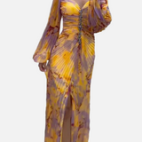 Vestit Maxi de Nit Luxós - Groc i porpra