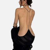 Vestit Maxi Halter de Malla Transparent amb Esquena Descoberta