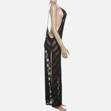 Vestit Maxi Halter de Malla Transparent amb Esquena Descoberta