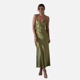 Vestit Maxi de Setí amb Detall de Tirants Delicats
