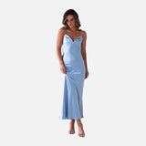 Vestit Maxi de Setí amb Detall de Tirants Delicats