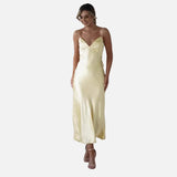 Vestit Maxi de Setí amb Detall de Tirants Delicats