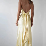 Vestit Maxi de Setí amb Detall de Tirants Delicats