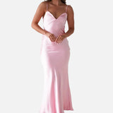 Vestit Maxi de Setí amb Detall de Tirants Delicats