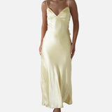 Vestit Maxi de Setí amb Detall de Tirants Delicats