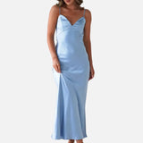Vestit Maxi de Setí amb Detall de Tirants Delicats