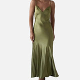Vestit Maxi de Setí amb Detall de Tirants Delicats
