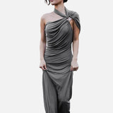 Vestit Maxi Drapat d'Un Shoulder amb Silueta Esculpida