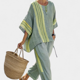 Lorena | Conjunt Boho de Lli i Bambu, Elegant Lavanda