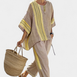 Lorena | Conjunt Boho de Lli i Bambu, Elegant Lavanda