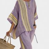Lorena | Conjunt Boho de Lli i Bambu, Elegant Lavanda