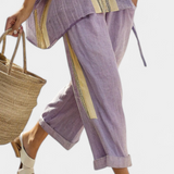 Lorena | Conjunt Boho de Lli i Bambu, Elegant Lavanda