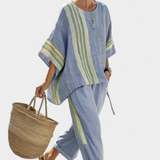Lorena | Conjunt Boho de Lli i Bambu, Elegant Lavanda