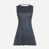 Vestit mini de llunes sense mànigues per a dona amb cintura ajustada
