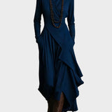 Teresa - Vestit maxi de punt asimètric amb coll alt