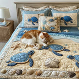3-Piece Quilted Bed Set - Ocean Waves
