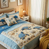 3-Piece Quilted Bed Set - Ocean Waves