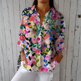 Sylvie | Blusa Floral, Pintada a Mà amb Patró Artístic