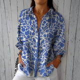 Élise | Blusa floral blava amb estampat d'ocells