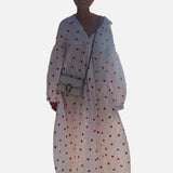 Vestit Camisa Brodat de Cors de Cor Oversized d'Estiu