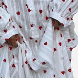 Vestit Camisa Brodat de Cors de Cor Oversized d'Estiu