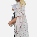 Vestit Camisa Brodat de Cors de Cor Oversized d'Estiu