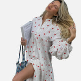 Vestit Camisa Brodat de Cors de Cor Oversized d'Estiu