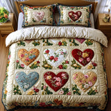 3-Piece Quilted Bed Set - Loving Hearts