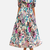 Vestit Midi Floral Elegant de Festa amb Mangues Bufades