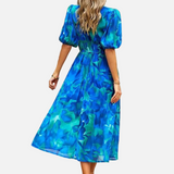Vestit Midi Floral Elegant de Festa amb Mangues Bufades