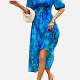 Vestit Midi Floral Elegant de Festa amb Mangues Bufades