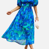 Vestit Midi Floral Elegant de Festa amb Mangues Bufades
